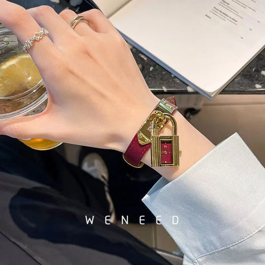 new Vintage Leather Chain Women’s Watch – Small Gold Dial