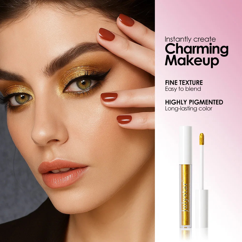 Waterproof Liquid Eyeshadow Metallic Gold Eye Shadow Stick Lasting Pearlescent 10 Colors Smoky Black Glitter Eye Highlighter Pen