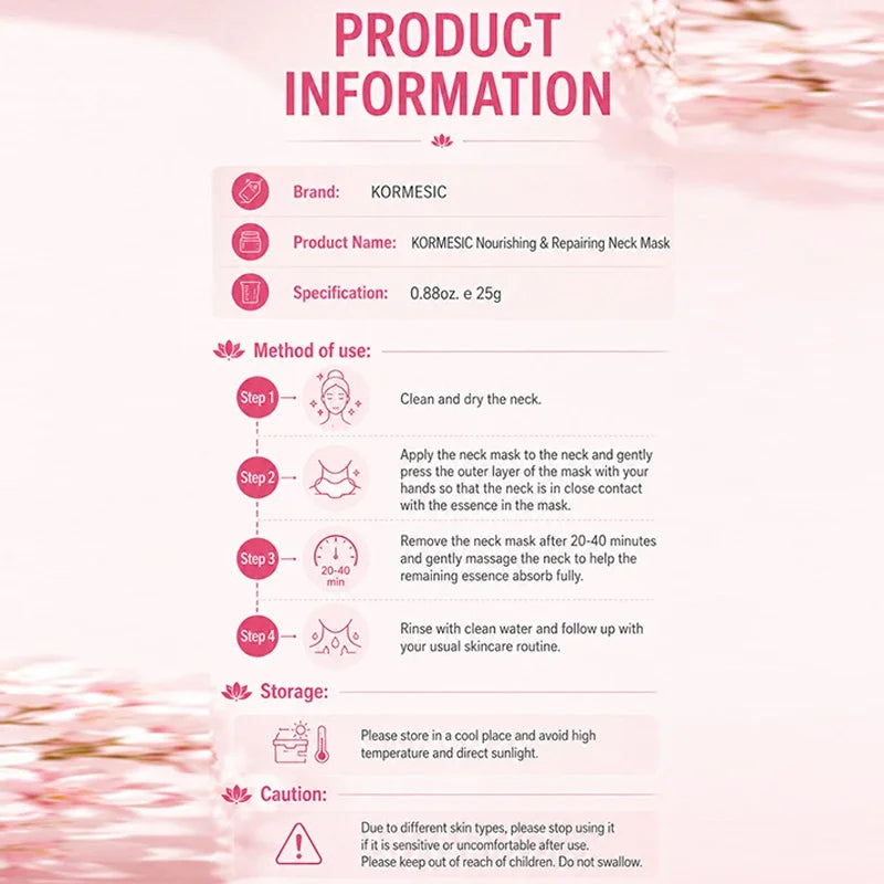Niacinamide Brightening Hydrating Neck Mask 25g Centella Asiatica Gentle Repair Smoothing Firming Reduce Fine Lines Neck Care