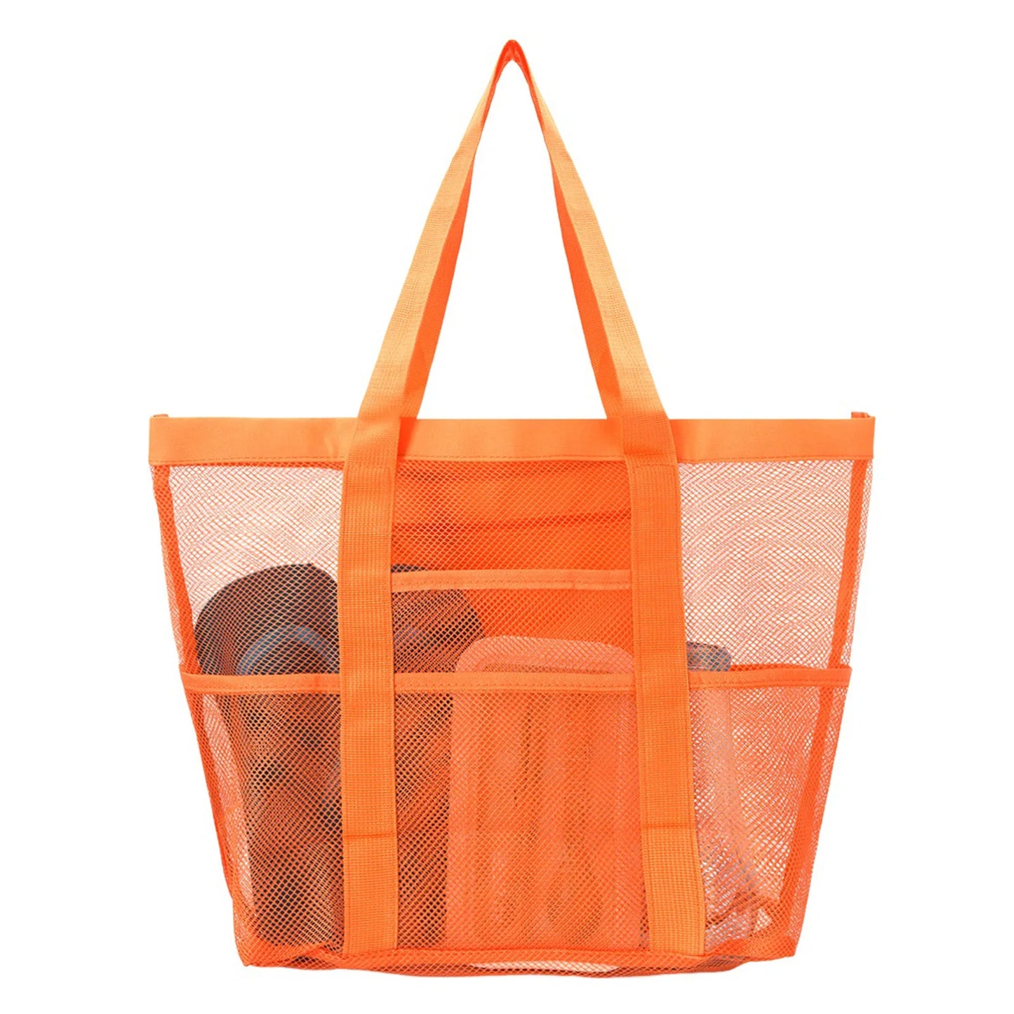 Mesh Beach Bags Beach Tote Bag With Multi Pockets Large Capacity Travel Tote Handbag Swim Pool Bag Multifunctional Storage Bag