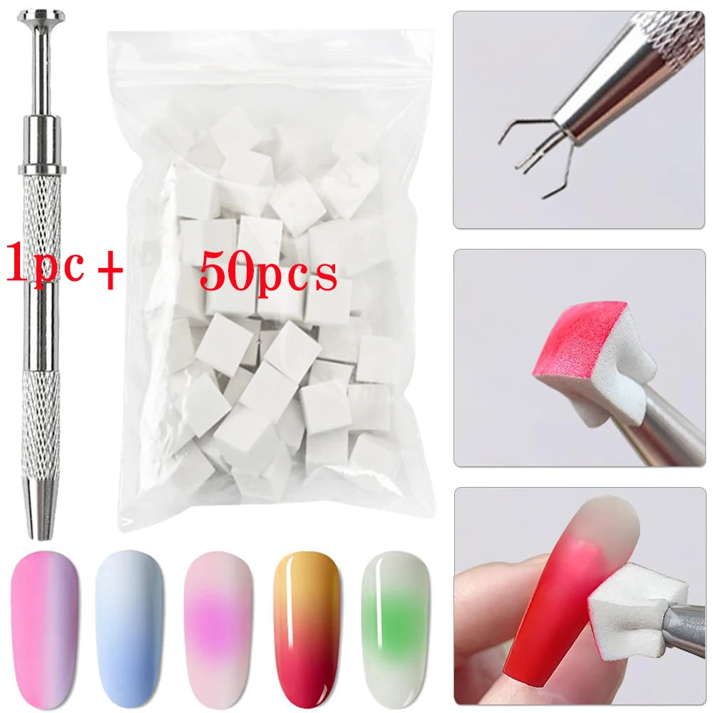 10/30/50/100pcs Nail Powder Brushes Sponge Disposable Double Sided Eyeshadow Applicator Mirror Chrome Pigment Sponge Stick