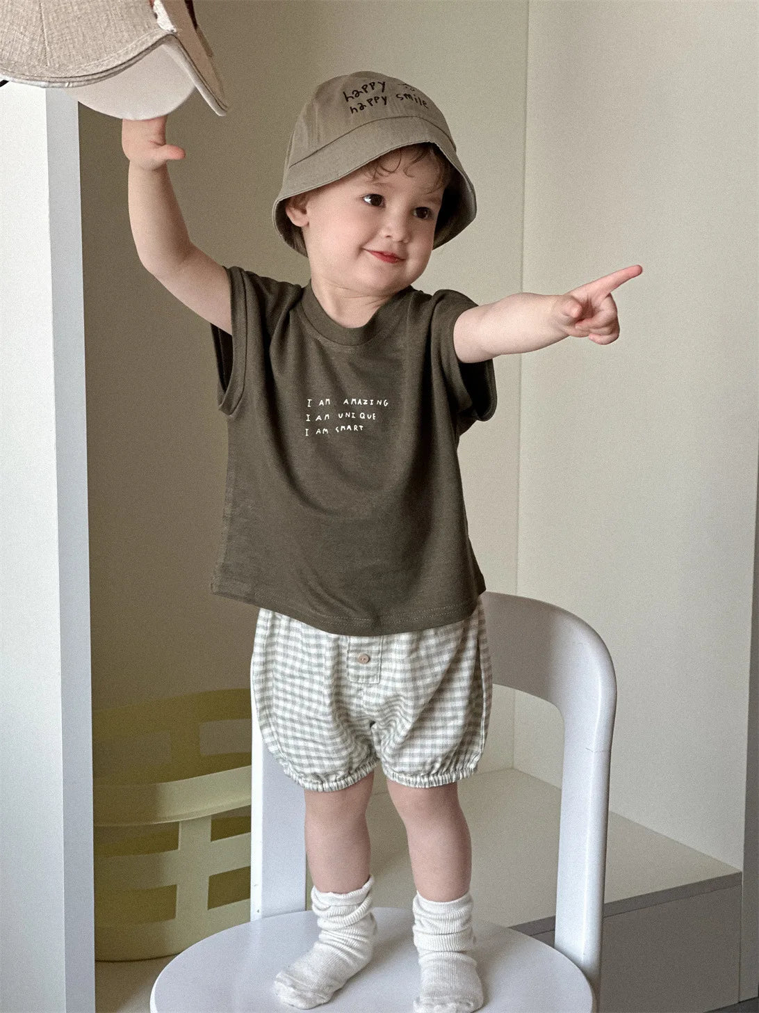 2025 Summer New Baby Short Sleeve T Shirts Letter Print Infant Boy Girl Cotton Casual Tee Simple Versatile Tops Toddler Clothes