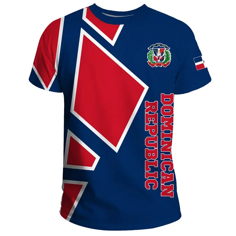 DOMINICAN REPUBLIC Flag 3D Print Sports Quick-dry Breathable Men T-shirt Outdoor Football Jersey Team Short-sleeve Top Clothing