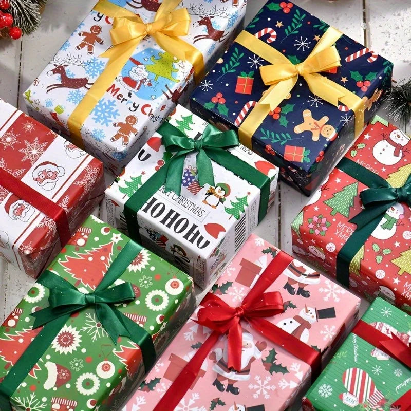 8-Pack Fashion 50x70cm Packaging Paper Snowman/Santa Claus Colorful Christmas Gift Packaging Craft DIY Gift Wrap Gift