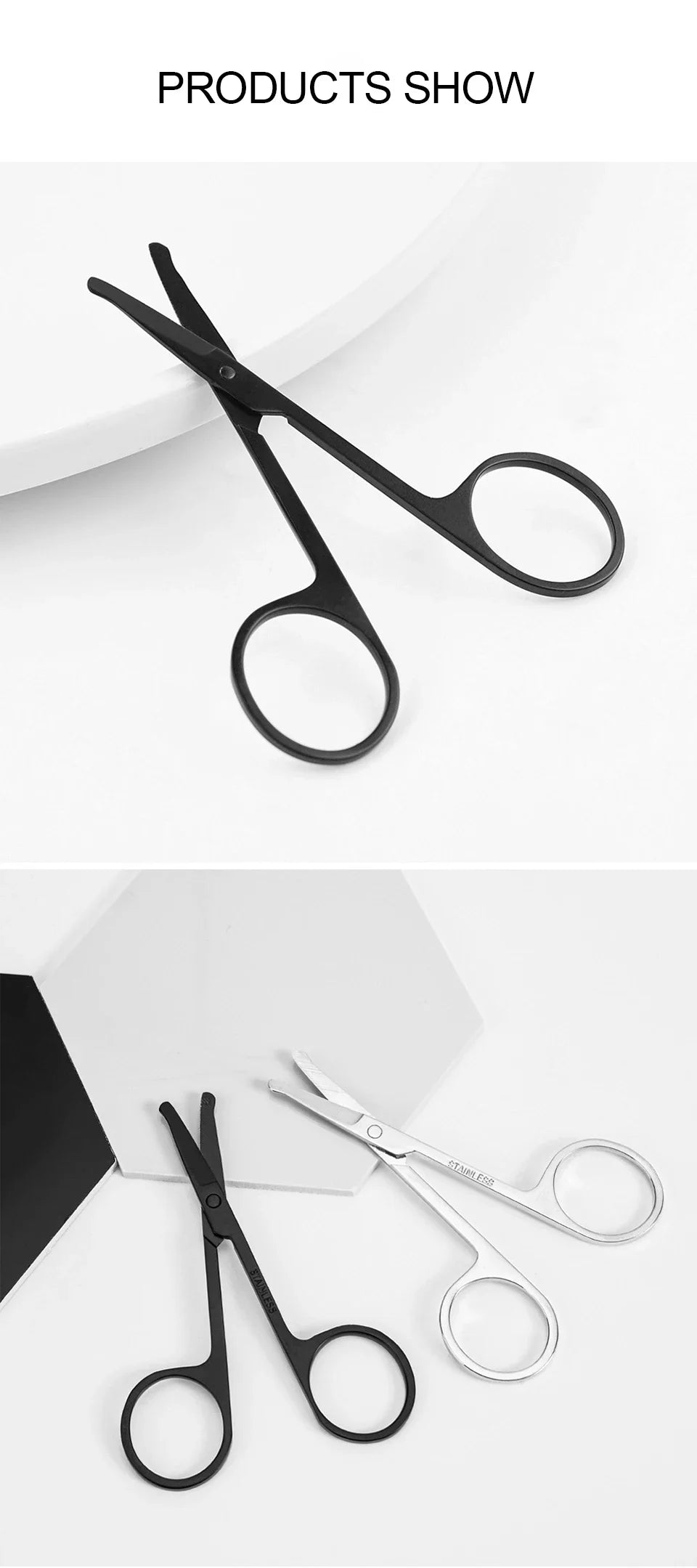 Stainless Scissor Beauty Nose Hair Trimmer Scissors Eyebrow with Sharp Head Steel Round Safety Scissors Eyebrow Makeup