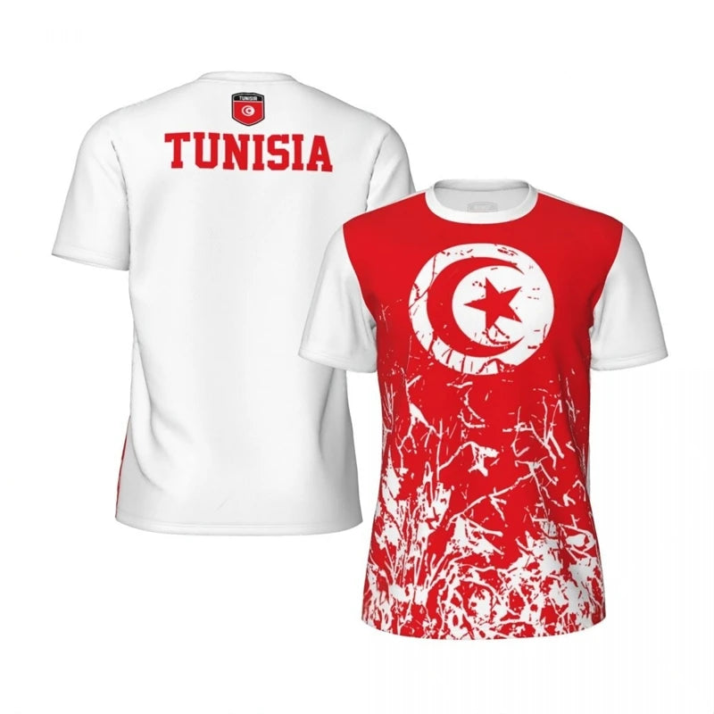 TUNISIA Flag 3D Print Sport Quick Dry Breathable Men T-shirt Outdoor Football Jersey Team Fan Short Sleeve Summer Top Clothing