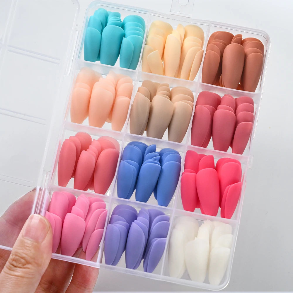 288Pcs Colorful Medium Almond False Nails Stiletto Full Cover Fake Nails Tips Extension Artificial Wearable Press On Nails