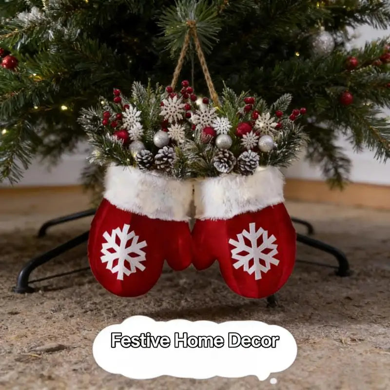 1pc Christmas Sock Wreath, with Red Berries, Pine Cones, And Branches, Suitable for Farmhouse Decor, Mantel, Ideal for Christmas