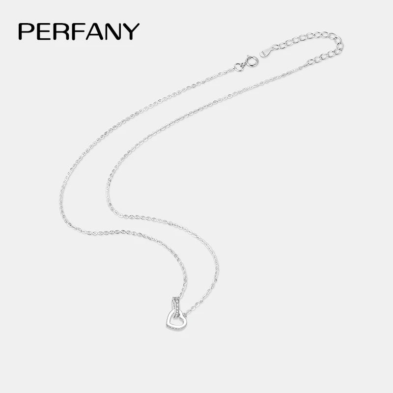 PERFANY Moissanite Double Heart Necklace – S925 Sterling Silver