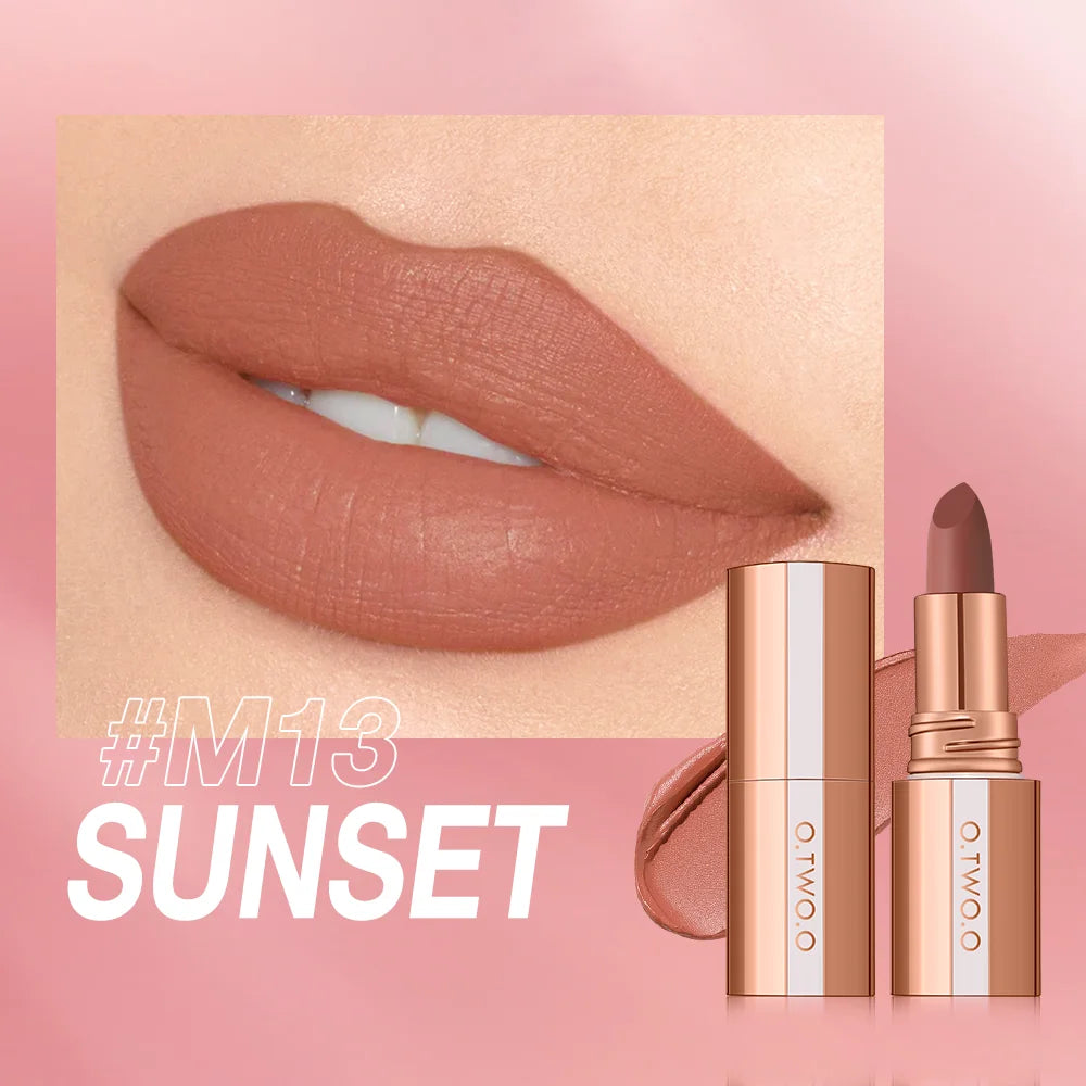O.TWO.O Matte Lipstick Lip Tint 14 Colors Waterproof Long Lasting Non-transfer Smooth Highly Pigmented Velvet Lip Sticks Makeup