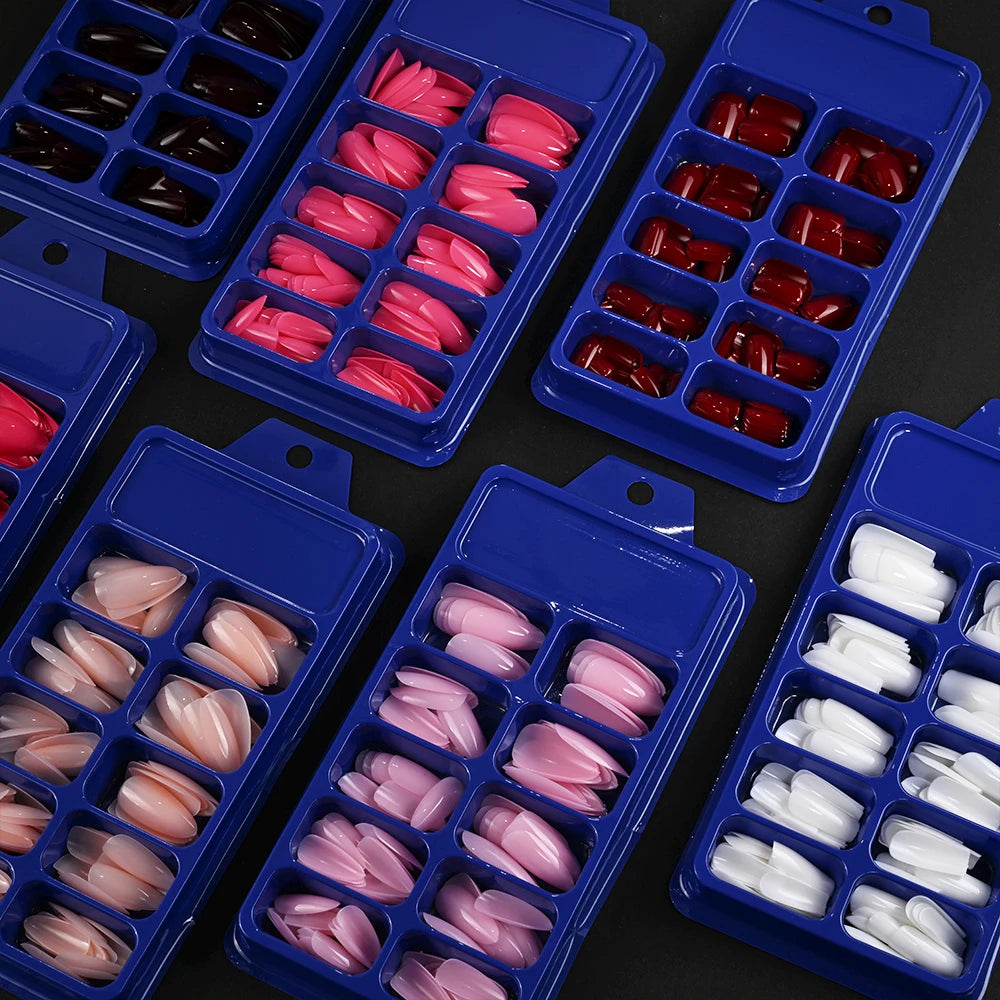120/100Pcs Almond Full Cover Press On Nails أظافر لاصقة كاملة بتصميم لوزي – 100/120 قطعة