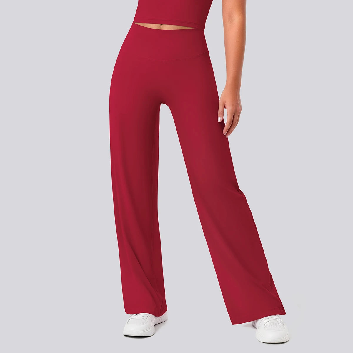 Rooftrellen Women's Sports Pants Bell-bottoms High Waisted Gym Loose Wide Leg Pants Solid Color Thin Fitness Sports Female Pants
