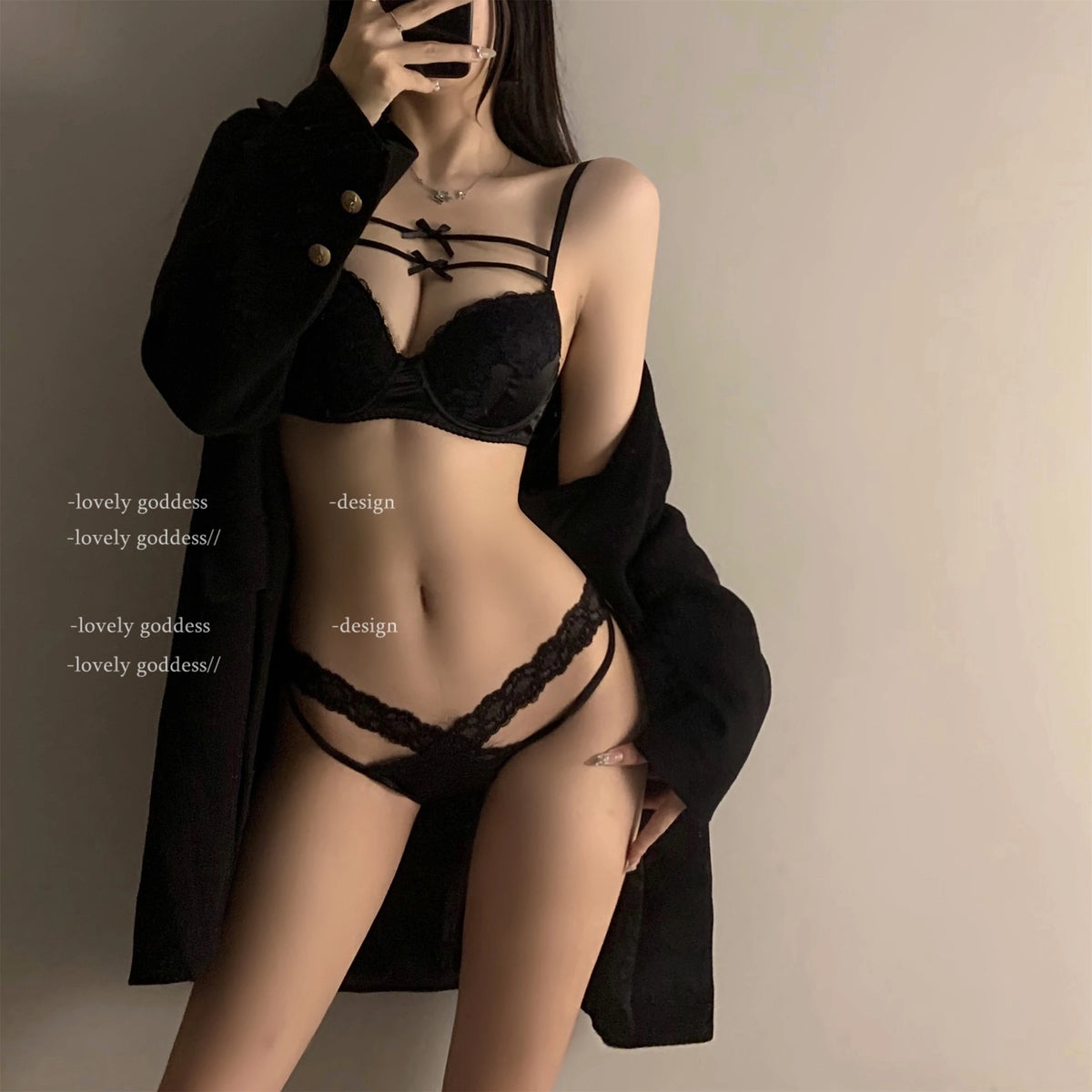 MOYISU JPN Style Sensual Lingerie Set Colour Block Bow Bralette Briefs Cute Seksi Bra Set Pure Allure Seamless Wear S-XL 32-38AB