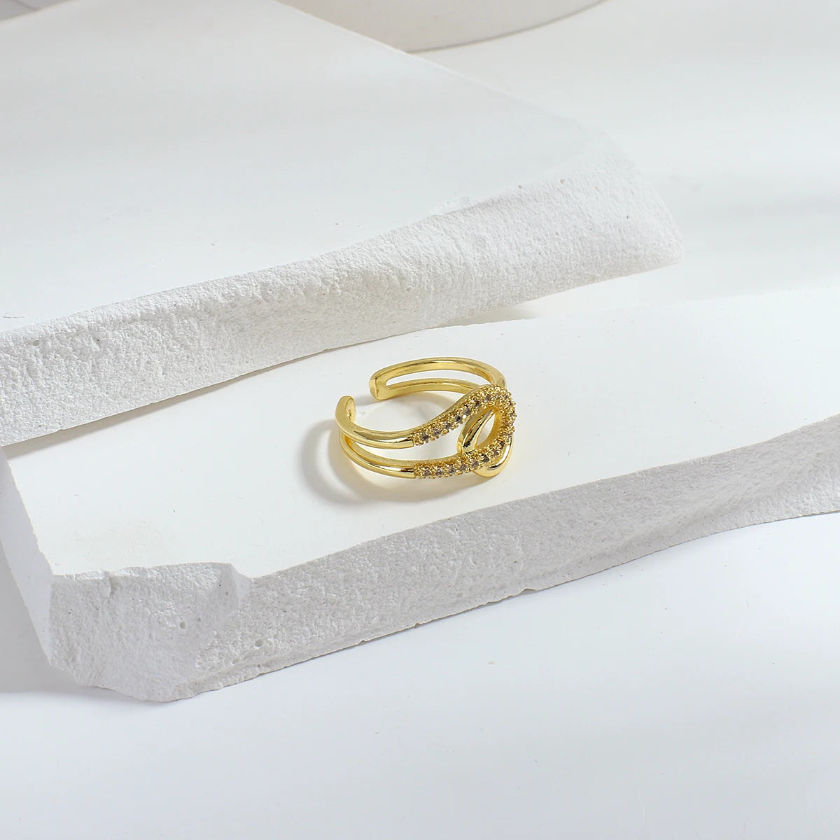 Flashbuy Hot Thick Chunky Geometric Open Ring Twisted Link Gold Color Stylish Rings Women Male Hip Hop Fashion Jewelry Bague