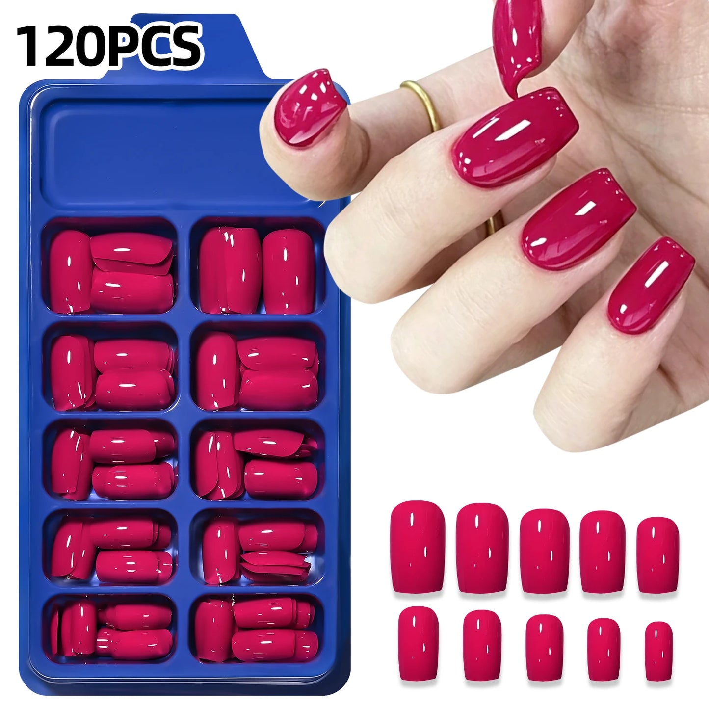120Pcs Mixed Color Medium Square False Nails Acrylic Ballet Full Cover Fake Nail Tips For Women DIY Wearable Press on Nails