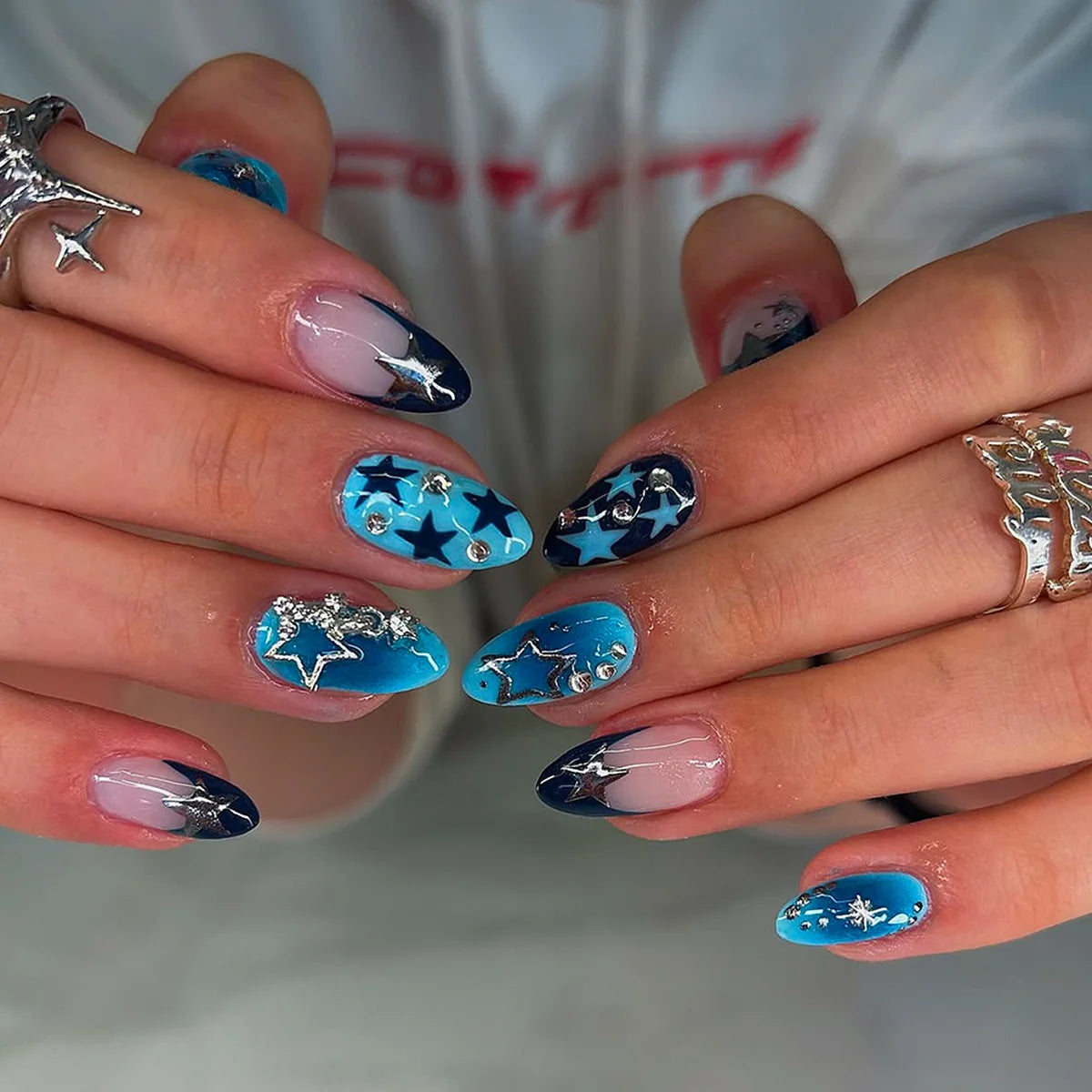 24Pcs Autumn Winter Matte Almond False Nails with Glue Rose Leaf Printing Nail Art Simple Full Cover Press on Acrylic Nails Tips