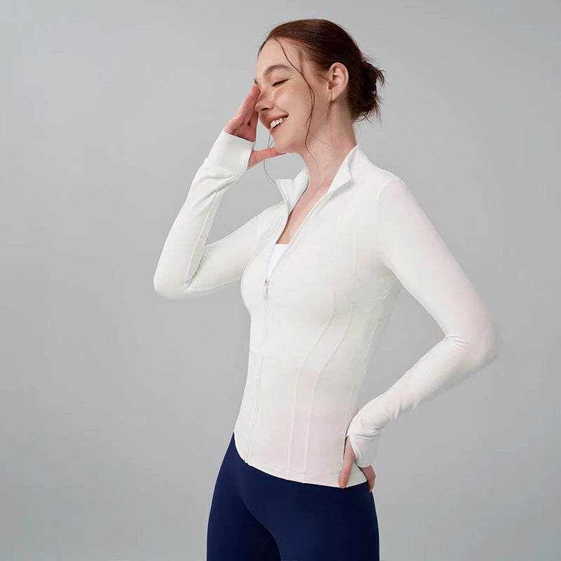 High-Neck Zip Yoga Jacket – Breathable Fitness Coat