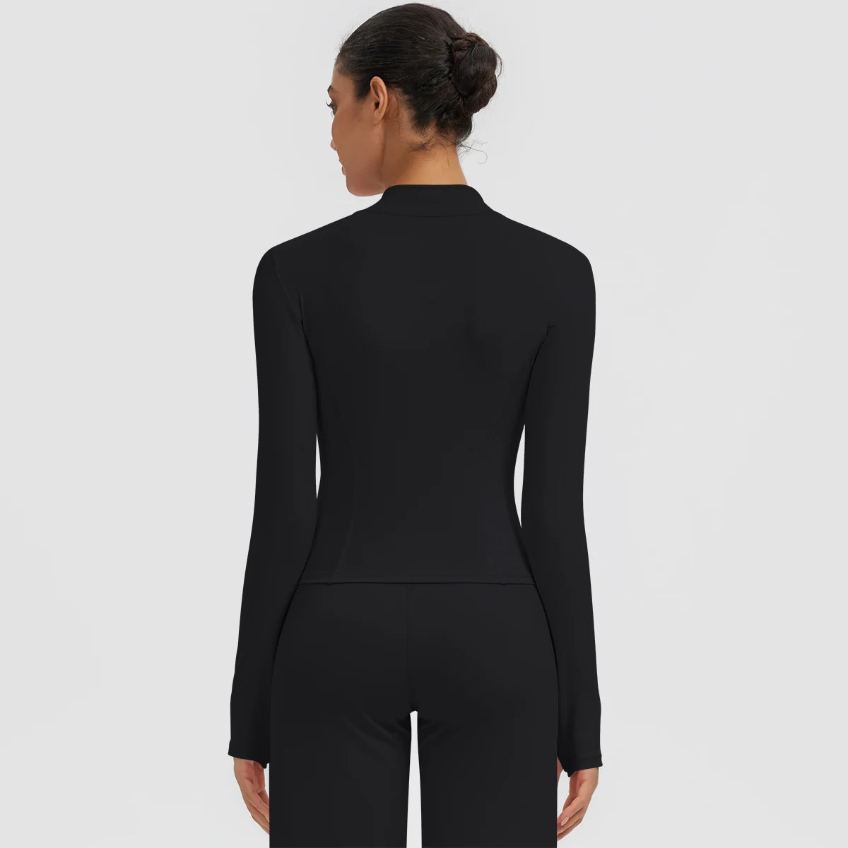 New Women's Stand-Up Collar Yoga Jacket Summer Fitness Sports Solid Color Workout Top Yoga Zipper Long Sleeves Sports Top Coat