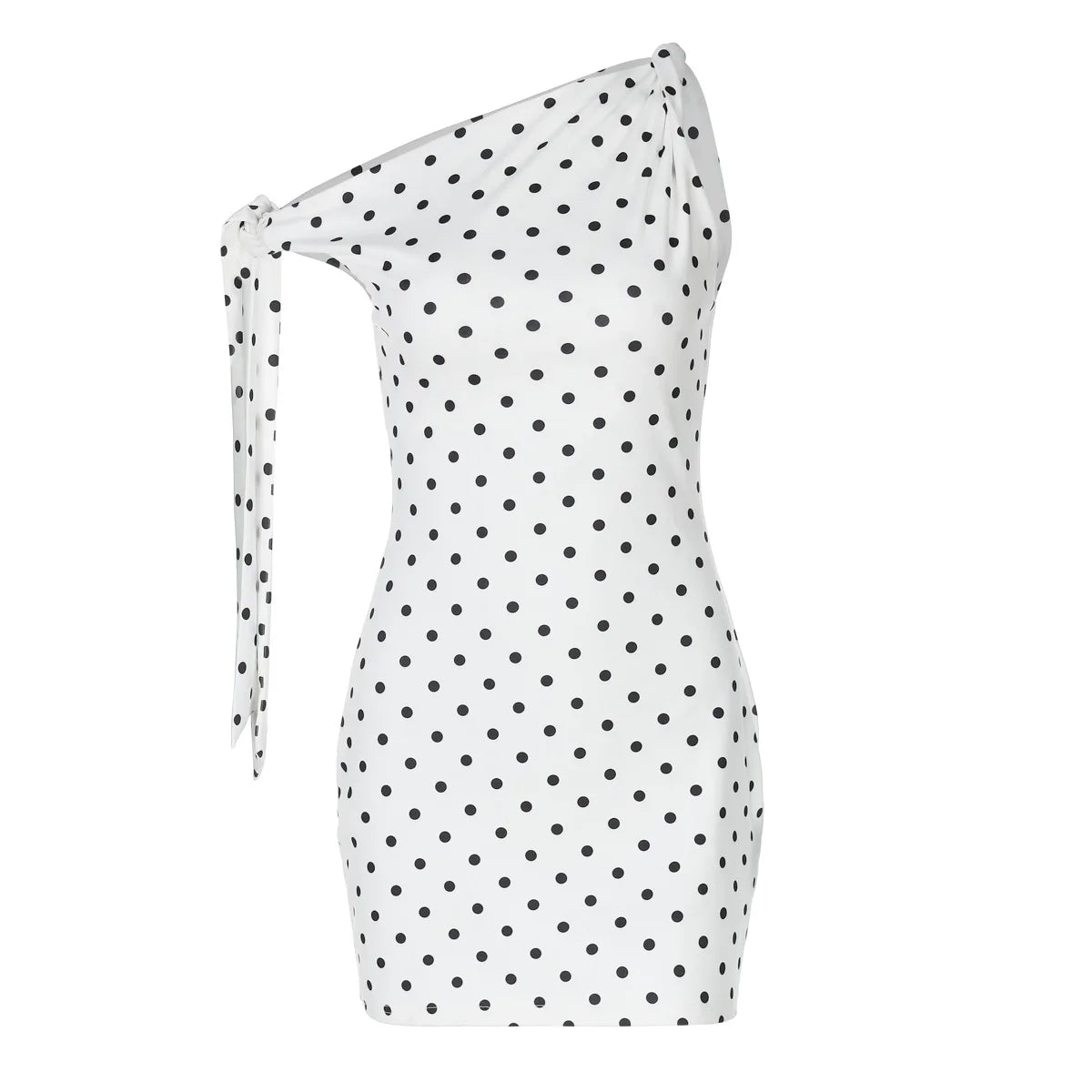 Summer Holiday Sexy Polka Dot Backless Asymmetrical Mini Dresses Strapless Lace-up Sleeveless Slim Fit Dress Vintage Party Dress