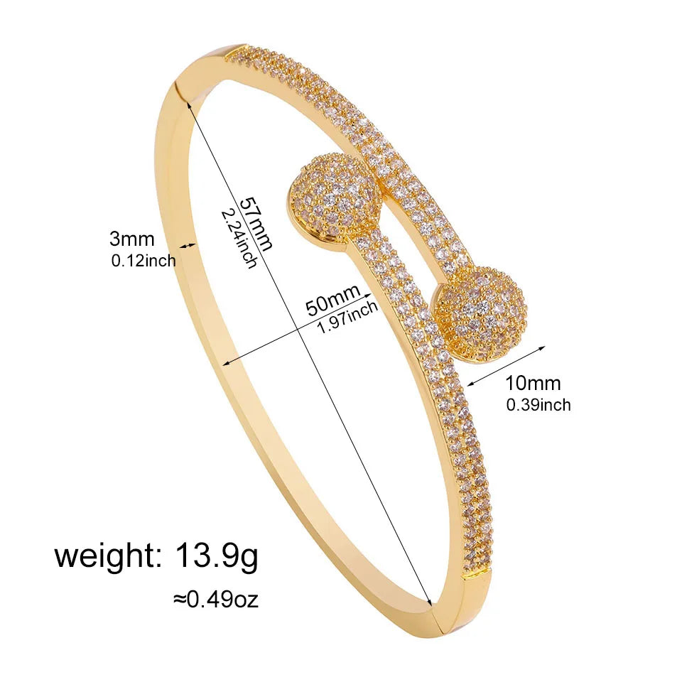 ZAKOL 14K Gold Plated Copper Cuff Bracelet for Women Micro Inlaid Dazzling Zircon CZ Luxury Wedding Party Jewelry
