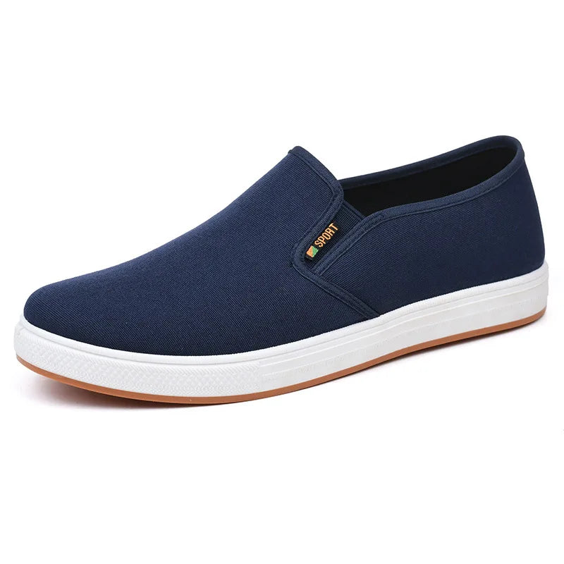 Men's Canvas Sneakers Casual Slip-On Vulcanized Lightweight Flat Shoes Affordable Free Shipping
