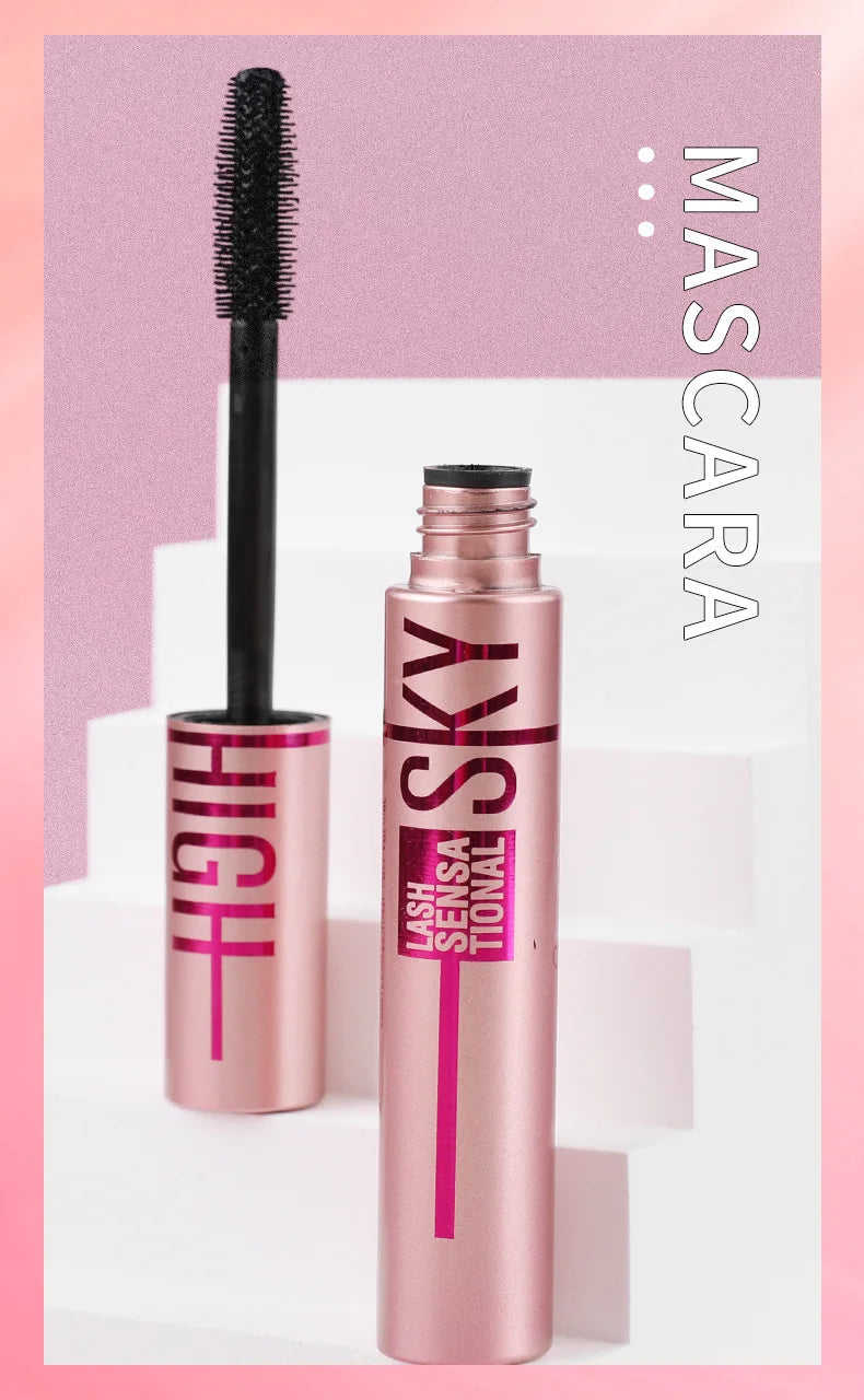 4D Mascara Waterproof Volumizing Curling Lengthening Smudge Proof Long Lasting Flawless Lashes for Women Daily Natural Look