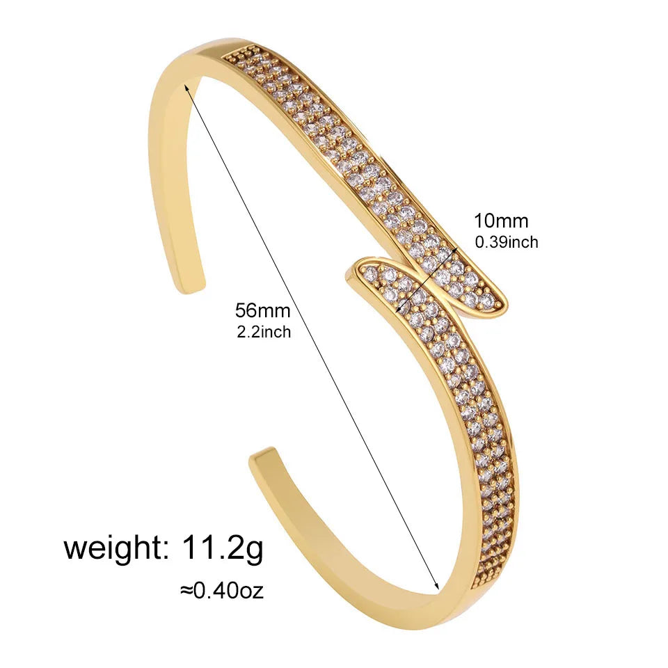 ZAKOL 1pc Elegant Gorgeous Full CZ Inlaid Cuff Bracelet Bangle for Women Shiny Cubic Zirconia Wedding Party Jewelry