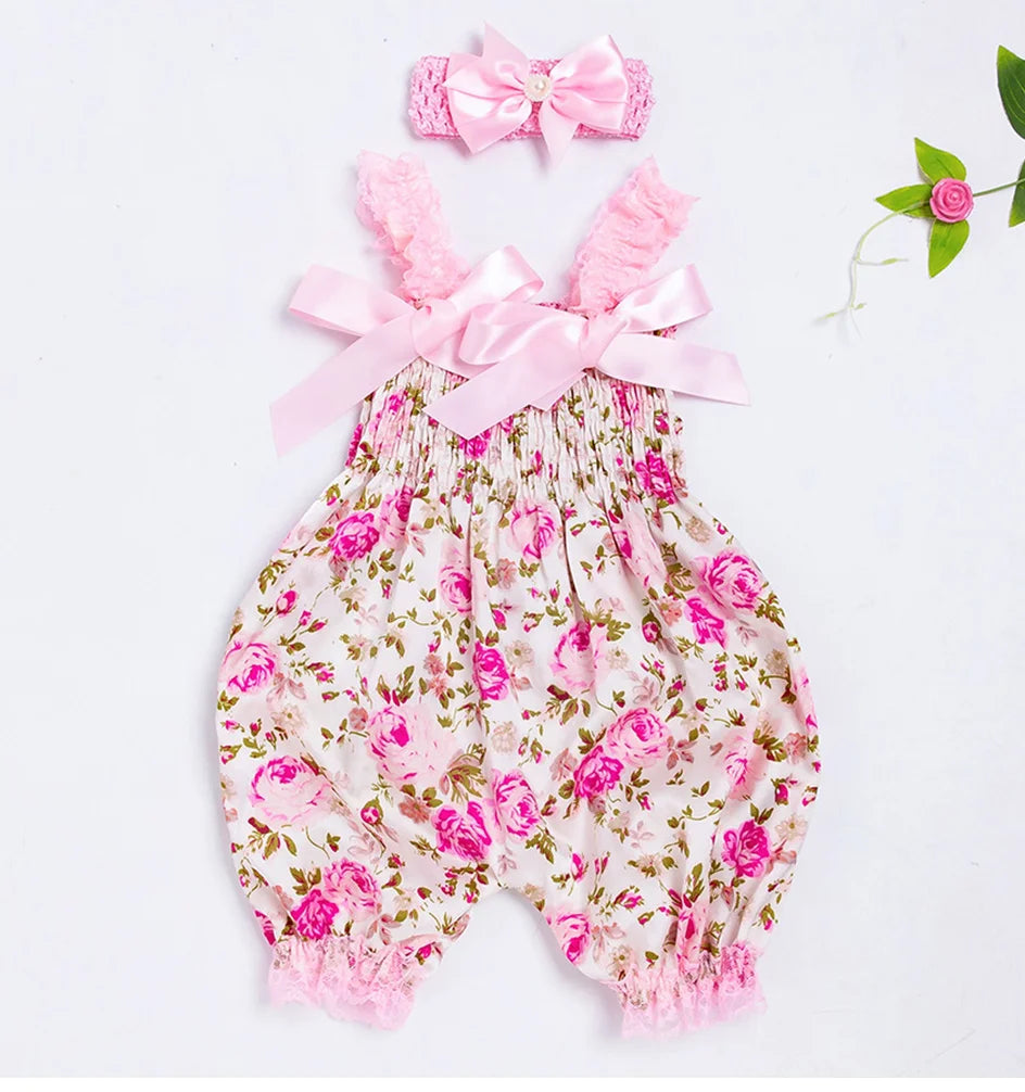 New Girls Summer Backless Romper Baby Lace-up Bloomer
