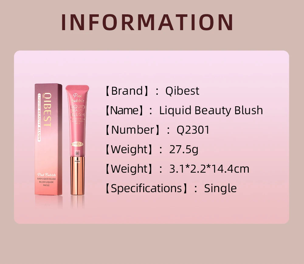 QIBEST Liquid Contour With Cushion Applicator Highlight Shimmer Natural Soft Moisturizing Cream Liquid Blush For Cheek Cosmetics