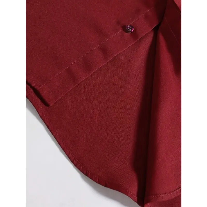 Bolubao Men Smart Casual Shirt Brand Fashion Solid Color Long Sleeve Elastic Fabric Male Business Dress Black Shirt