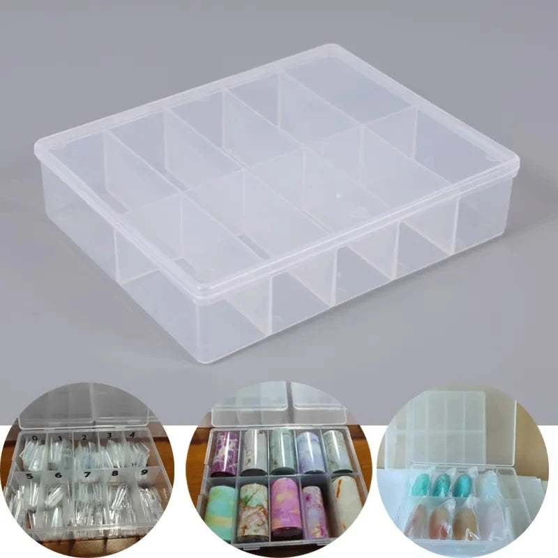 10 Grids Transparent Nail Art Storage Box علبة تخزين شفافة متعددة الأقسام لمستلزمات الأظافر – 10 خانات