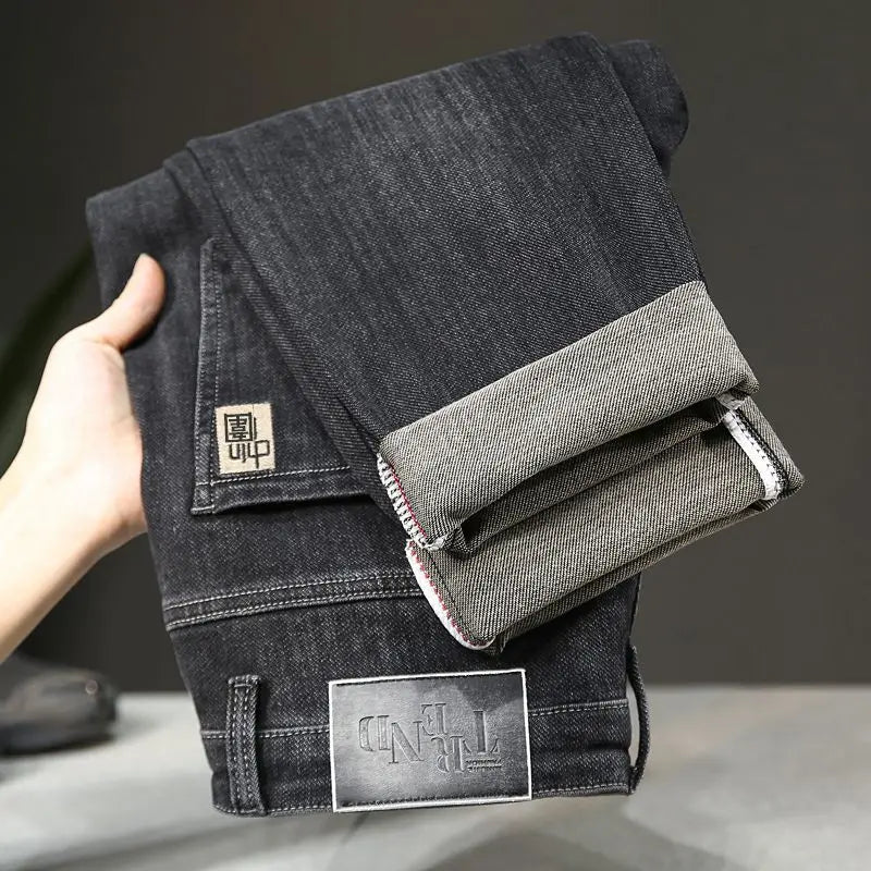 New Arrivals Men's Jeans High-end Brand Embroidery China Casual Slim Boyfriend Pants winter  Autumn Jeans Black Luxury Pants