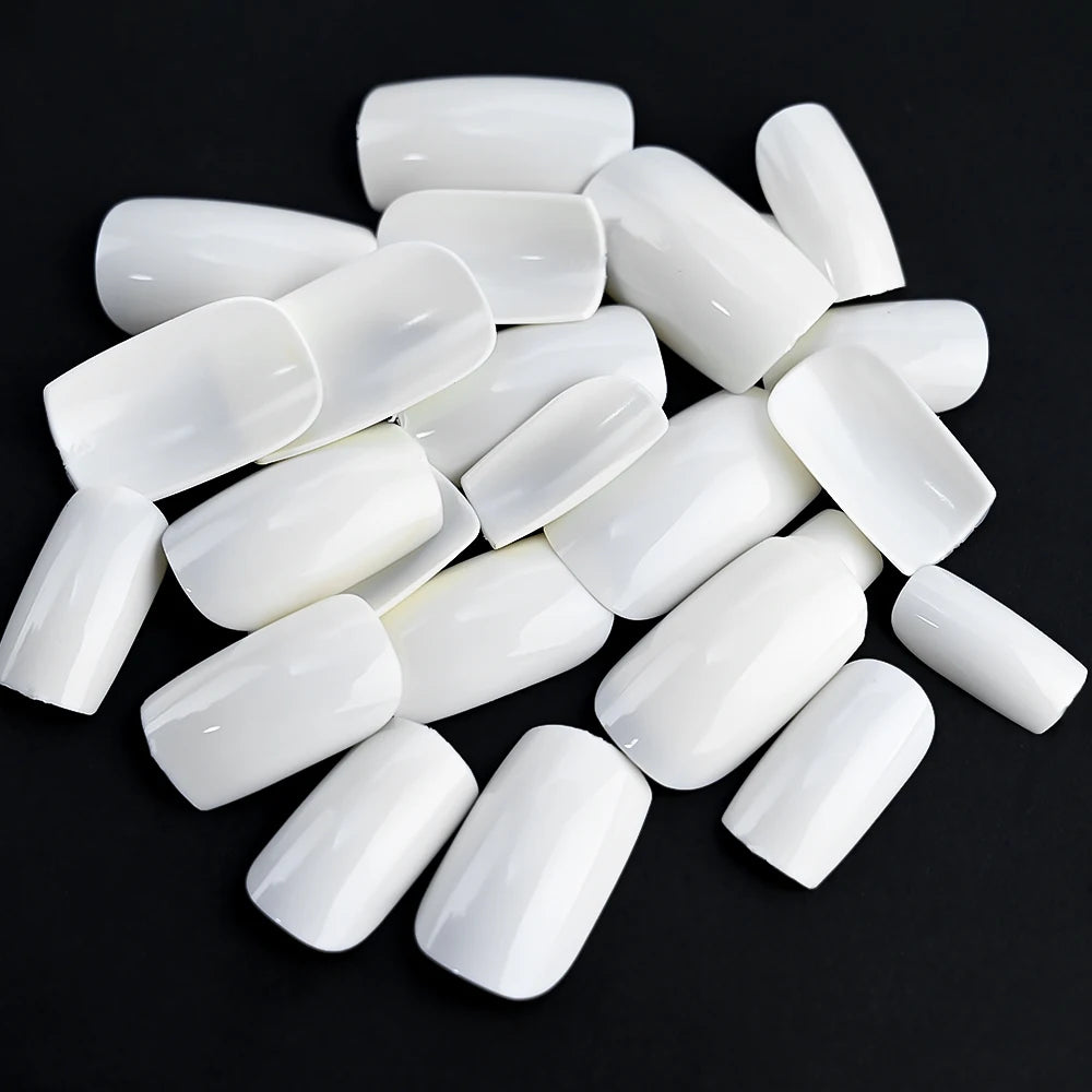 100Pcs Pink White Press on Nails Extension Short Square Fake Nail Tips Acrylic Full Cover False Nails Artifical Fingernails