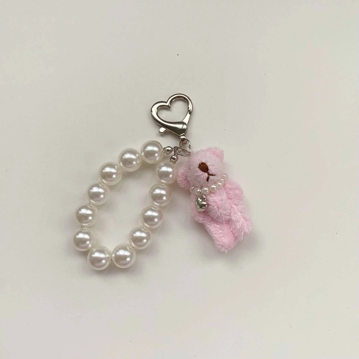 ZAKOL Korean Fashion Imitation Pearl Bear Doll Pendant Keychain Handbag Mobile Phone Accessories Gift for Women Girls