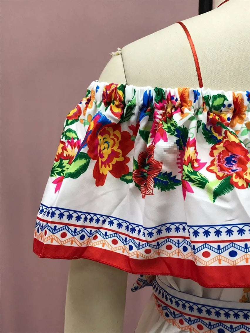 BKLD Elegant Printed Maxi Dress Sexy Off The Shoulder Tie Waist Slim Fit Dress Women Summer Party Vacation Outfits 2026 New