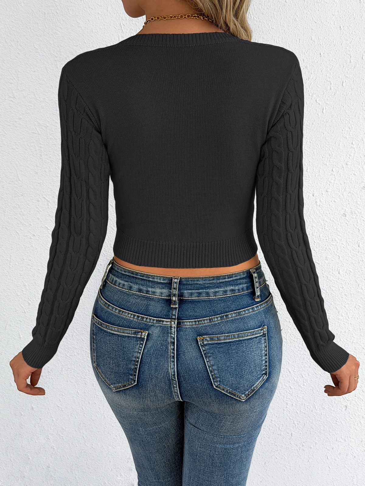 Sexy Women Sweater for Autumn Winter Casual V Neck Long Sleeve Twist Knitted Pullover Slim Solid Color Crop Tops Khaki Black