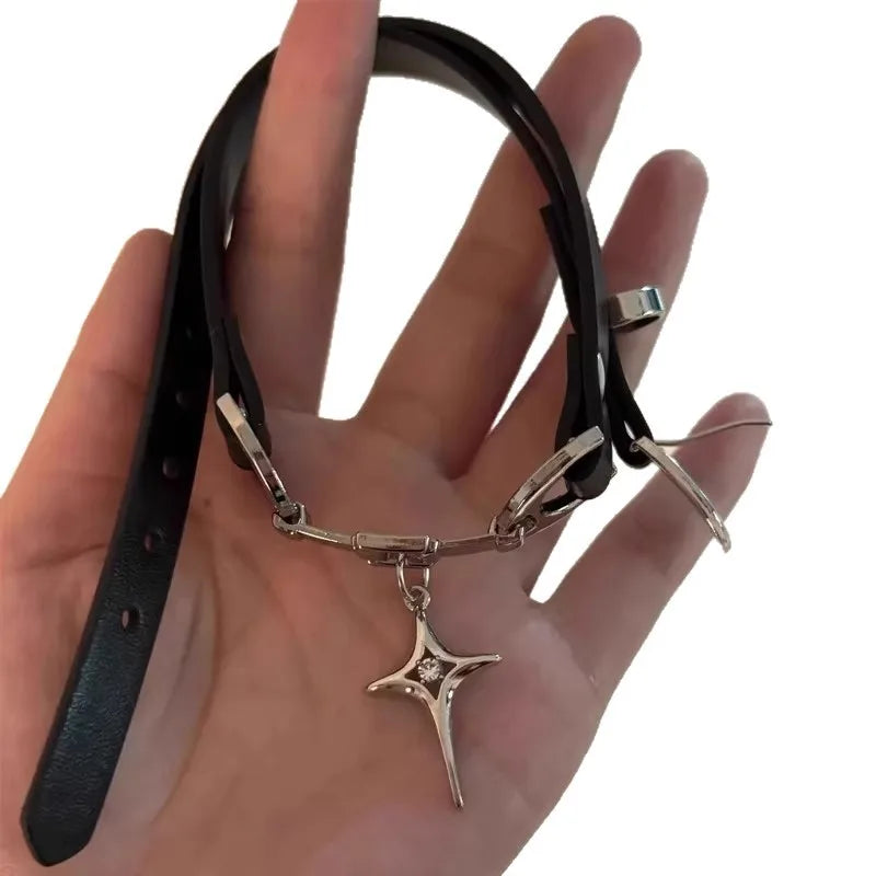 ZAKOL Y2K Trendy Charm PU Leather Sexy Choker Vintage Necklaces for Women Sweet Cool Girls Goth Choker Jewelry Accessories Gift