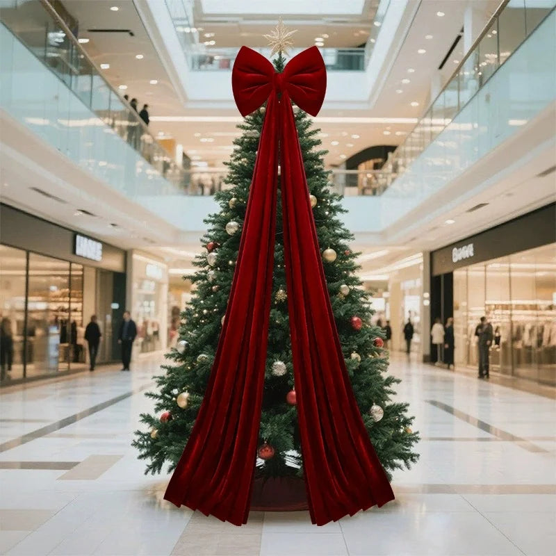 1PC Christmas Bow Red Velvet Christmas Tree Toppers Ornament Large Wreath Bows Door Wall Decor New Year Xmas Party Decoration