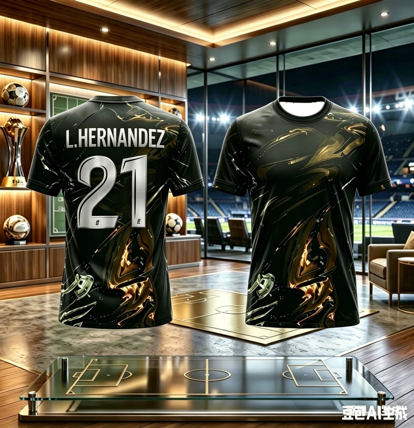 KIDS PSG FOOTBALL T-SHIRT SOCCER JERSEY BLACK GOLD LIQUID PRINT BREATHABLE QUICK DRY TRAINING TEE FAN SPORT TOP MEN WOMEN