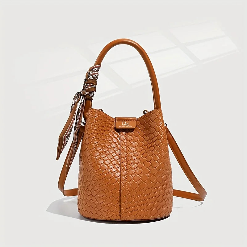 Fashionable Large Capacity Women's Crossbody Bags, Leather Retro Versatile Single Shoulder Bucket Bag, Suitable for Commuting