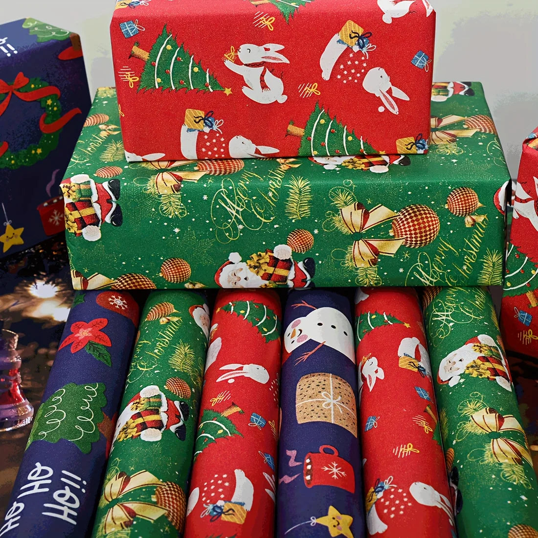 10M/roll Christmas Gifts Wrapping Paper DIY Gift Bouquets Packaging Kraft Paper 2026 New Year Festival Party Decoration Supplies
