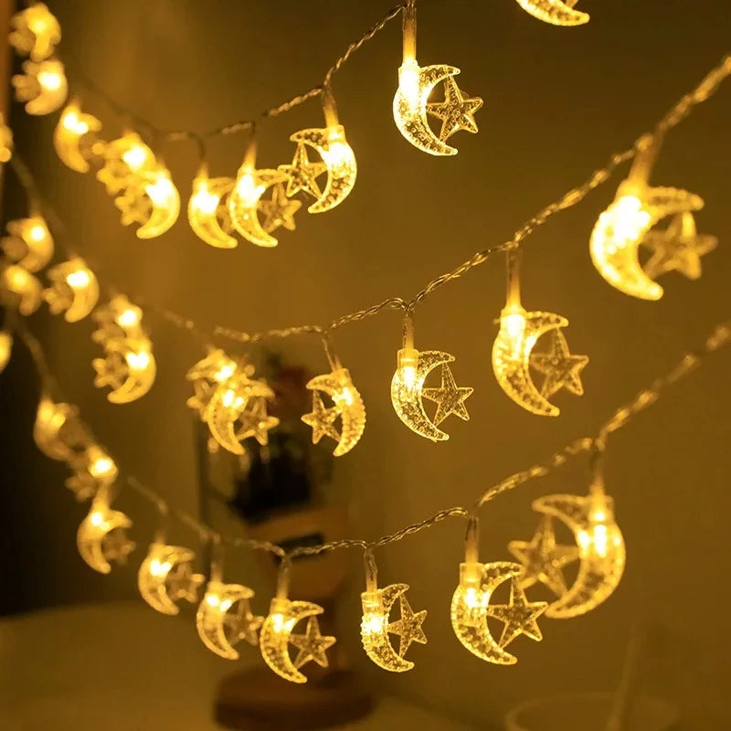 Ramadan Moon, Star & Lantern LED String Lights – 1.5M (10 LEDs)