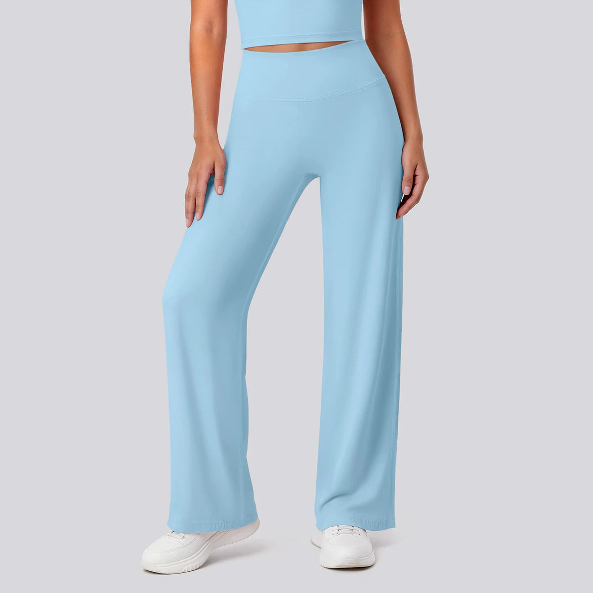 Rooftrellen Women's Sports Pants Bell-bottoms High Waisted Gym Loose Wide Leg Pants Solid Color Thin Fitness Sports Female Pants