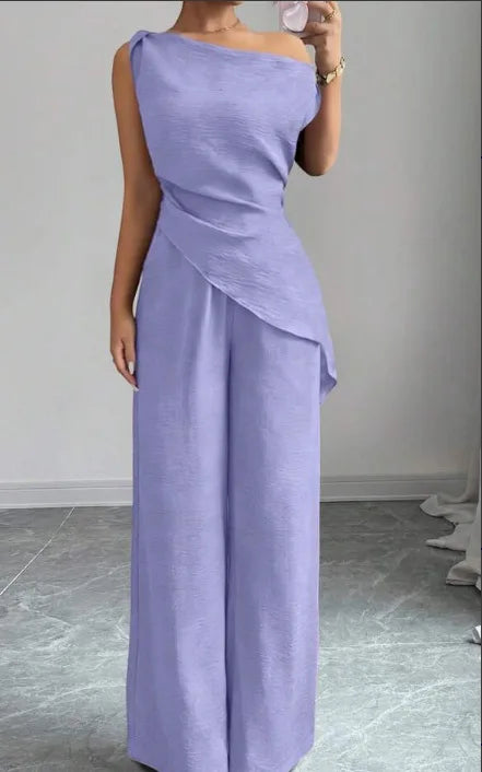 Elegant Wide Leg Pants Two-Piece Set