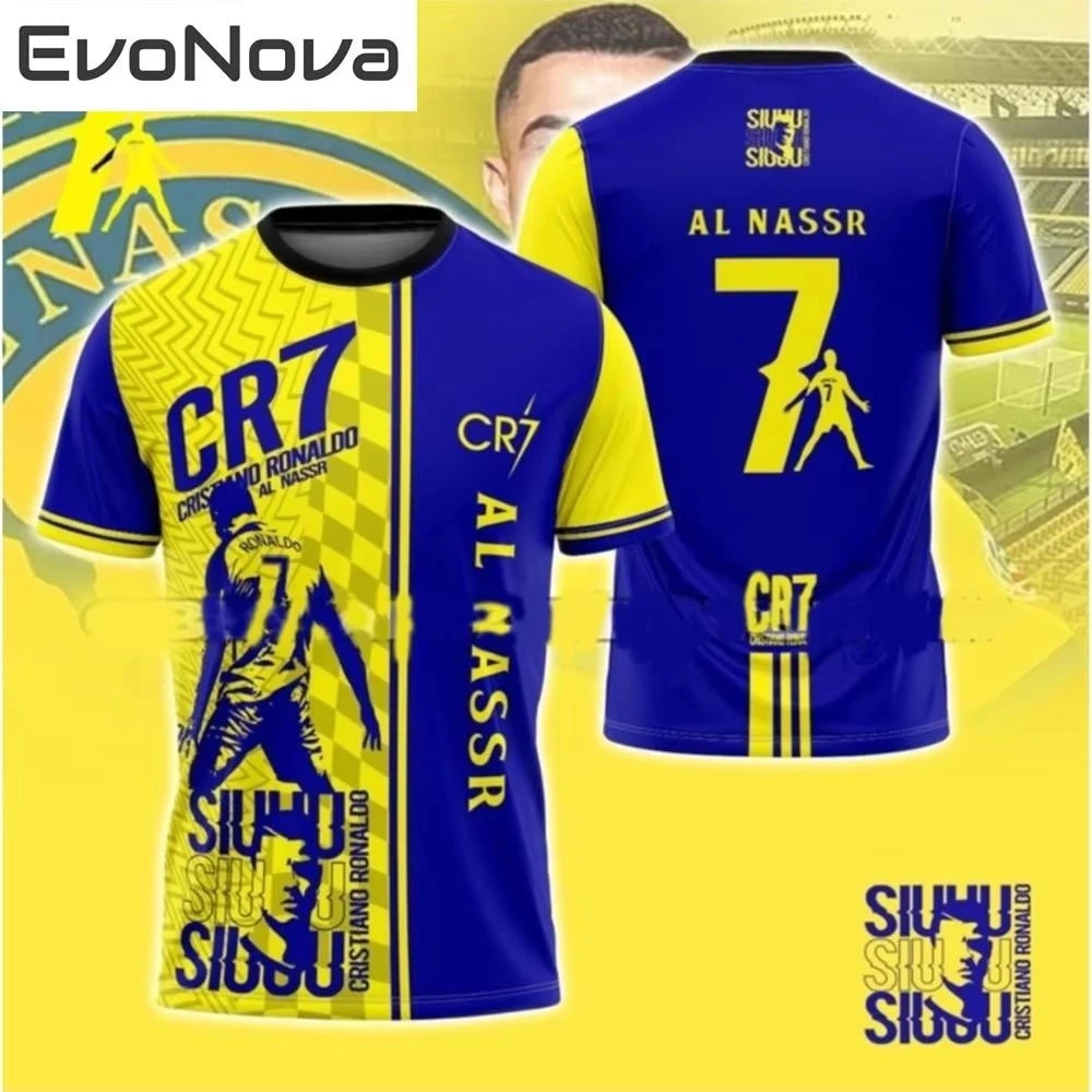 Cr7 Al Nassr 3D Printed Sports Quick Dry Breathable T Shirt Family Edition for Kids Adults Short Sleeve Outdoor Soccer Training