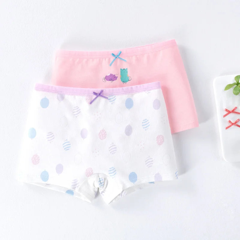 Girls Cotton Underwear Children Flat Corner Pants Antibacterial Children Clothing Four Corner Pants Small Medium Girls Baby
