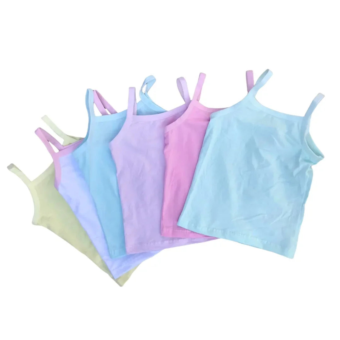 3pcs/Lot Girl Cotton Singlet Tops Breathable Underwear Tank Kids Quality Undershirts Cute Tank Tops Size 3-10T