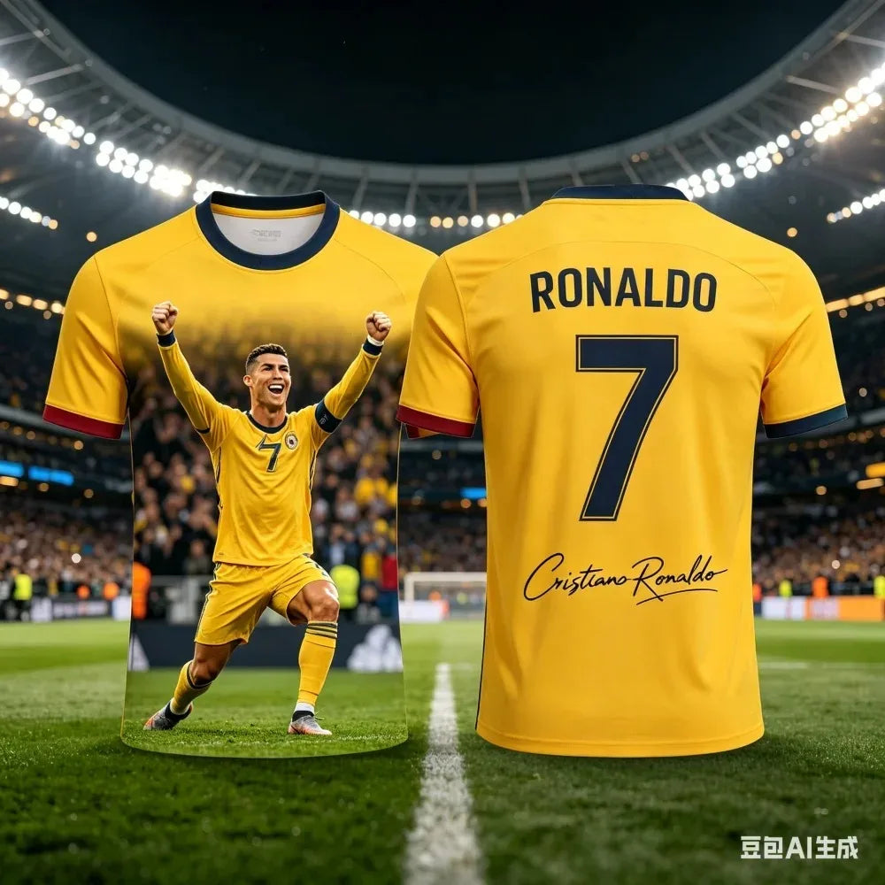 Ronaldo Soccer Sports T Shirt 3D Printed Fashion Soccer Jersey for Adults Kids Fitness Running Sports Tee for Summer Outdoor Use