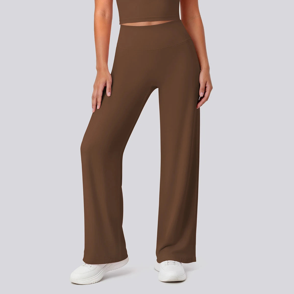 Rooftrellen Women's Sports Pants Bell-bottoms High Waisted Gym Loose Wide Leg Pants Solid Color Thin Fitness Sports Female Pants