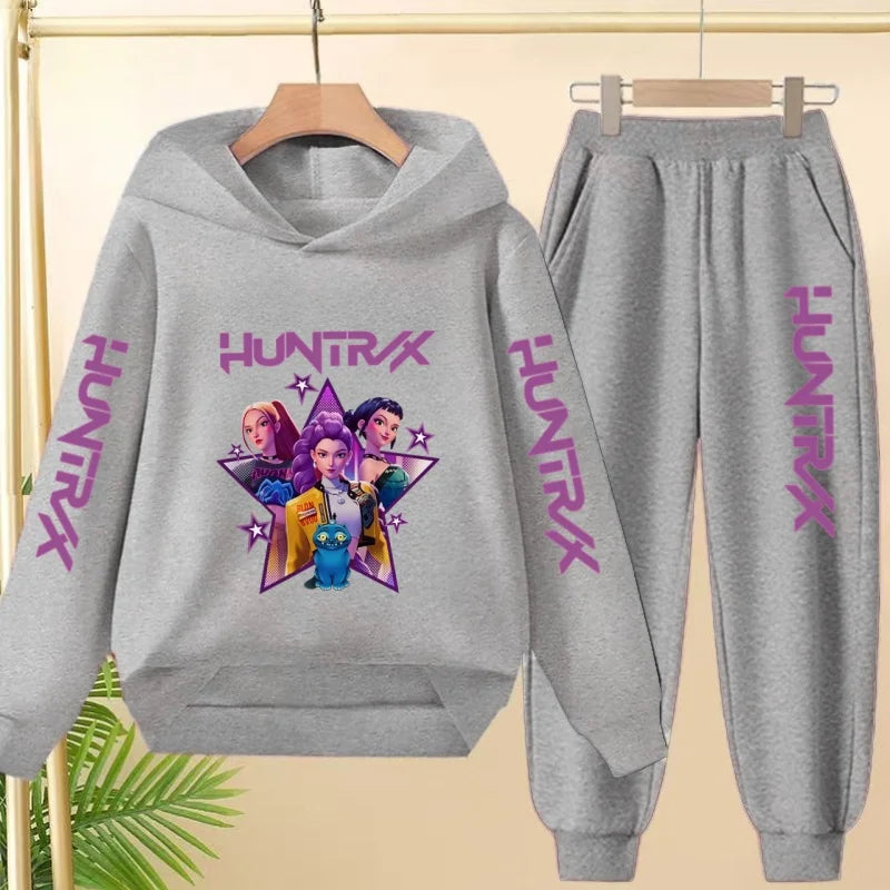 Kids Hot-selling Hoodie Golden Korean Wave Girl Group Cartoon Sweatshirts+Pants Boys Girls Toddler Sports Top 3-12Yrs Casual Set